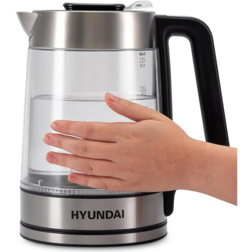 Чайник электрический Hyundai HYK-G5607 1.9л. 2200Вт черный/серебристый корпус: стекло
