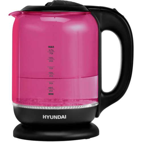 Чайник электрический Hyundai HYK-G4808 1.7л. 2200Вт малиновый/черный корпус: стекло