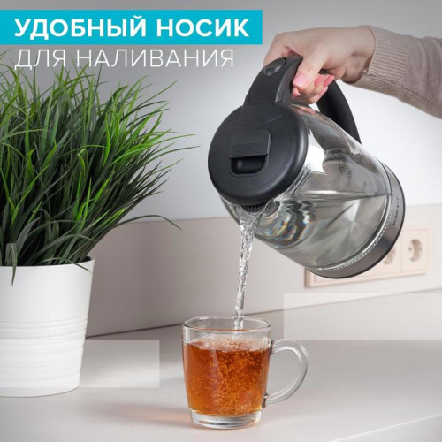 Чайник электрический Scarlett SC-EK27G10 1.7л. 1800Вт прозрачный/черный корпус: стекло/пластик
