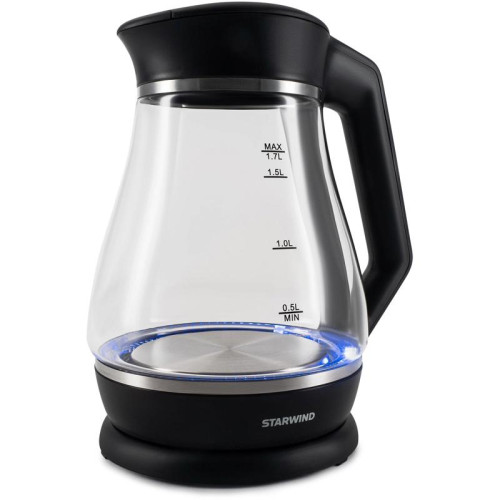 Чайник электрический Starwind SKS2035 1.7л. 2200Вт черный корпус: стекло/пластик