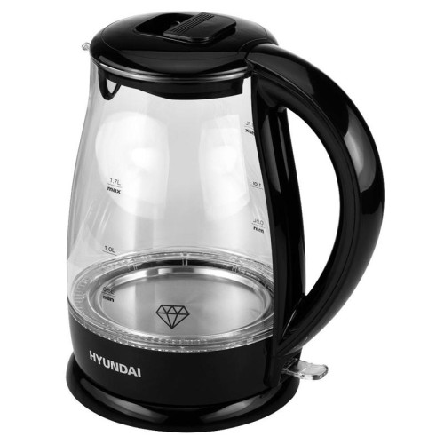 Чайник электрический Hyundai HYK-G2011 1.7л. 2200Вт черный корпус: стекло/пластик