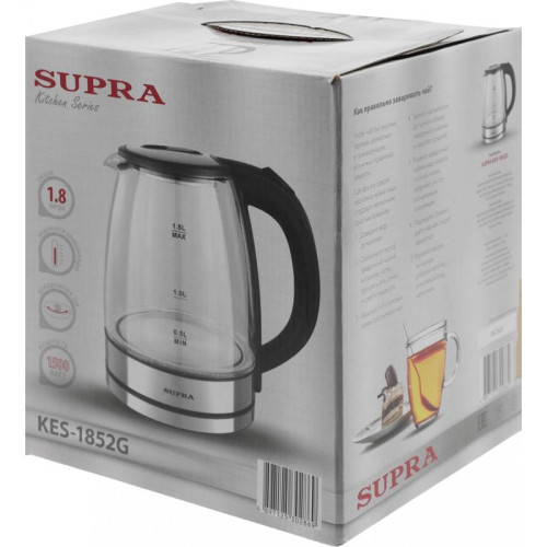 Чайник электрический Supra KES-1852G 1.8л. 1500Вт черный корпус: стекло