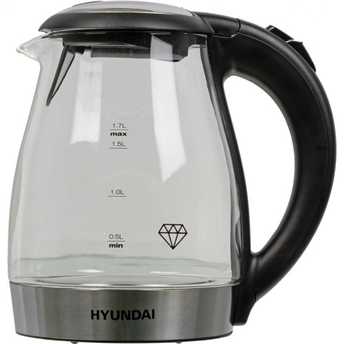 Чайник электрический Hyundai HYK-G2030 1.7л. 2200Вт черный корпус: стекло/пластик