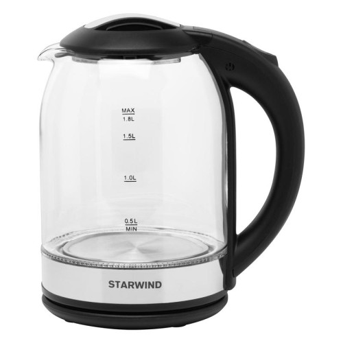 Чайник электрический Starwind SKG2051 1.8л. 1800Вт черный/серебристый корпус: стекло/пластик