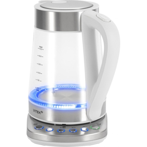 Чайник электрический Vitek VT-WK1031 1.7л. 2200Вт белый/серебристый корпус: стекло/металл/пластик