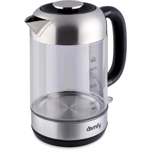 Чайник электрический Domfy DSM-EK401 1.8л. 2200Вт черный/прозрачный корпус: стекло/пластик
