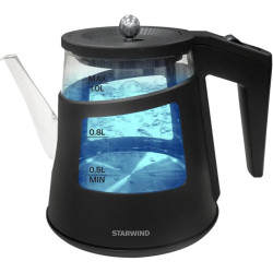Чайник электрический Starwind SKG2113 1л. 1000Вт черный/прозрачный корпус: стекло