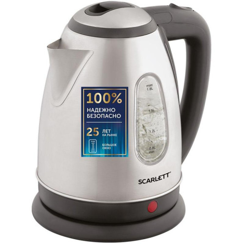 Чайник электрический Scarlett SC-EK21S88 1.8л. 2200Вт черный/серебристый корпус: металл (EK21S88)