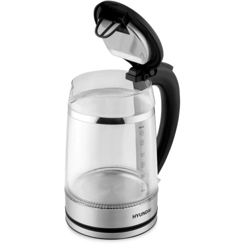Чайник электрический Hyundai HYK-G3036 1.7л. 2200Вт черный/прозрачный корпус: стекло/пластик