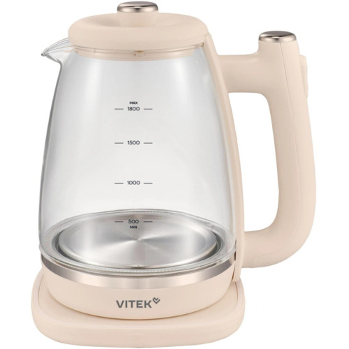 Чайник электрический Vitek VT-WK1072 1.7л. 1800Вт слоновая кость корпус: стекло