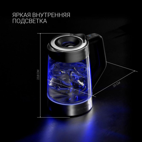 Чайник электрический Polaris PWK 1725CGLD 1.7л. 2200Вт серебристый матовый корпус: стекло/металл