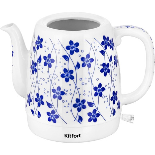 Чайник электрический Kitfort КТ-6788 1л. 1630Вт белый/синий корпус: керамика