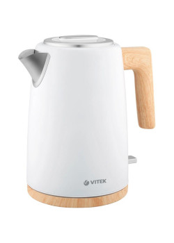Чайник электрический Vitek VT-1154 1.7л. 2200Вт белый/дерево корпус: металл/пластик