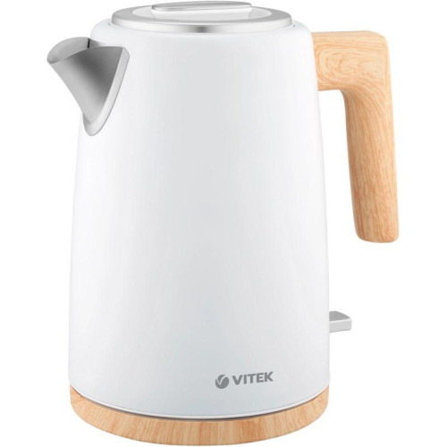Чайник электрический Vitek VT-1154 1.7л. 2200Вт белый/дерево корпус: металл/пластик