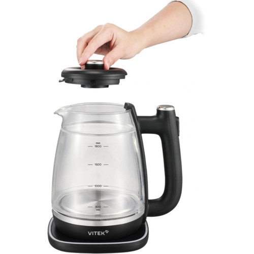 Чайник электрический Vitek VT-WK1074 1.7л. 1800Вт черный корпус: стекло Чайник электрический Vitek VT-WK1074 1.7л. 1800Вт черный корпус: стекло