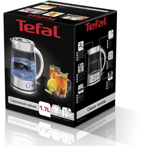 Чайник электрический Tefal KI760D30 1.7л. 2400Вт серебристый корпус: стекло/пластик (8010000023)