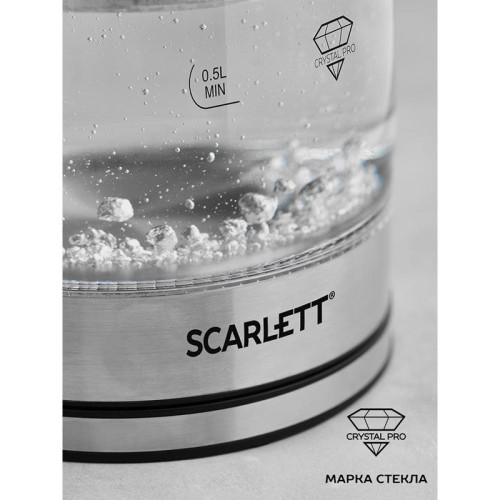 Чайник электрический Scarlett SC-EK27G70 1.8л. 1800Вт серебристый/черный корпус: стекло/металл/пластик