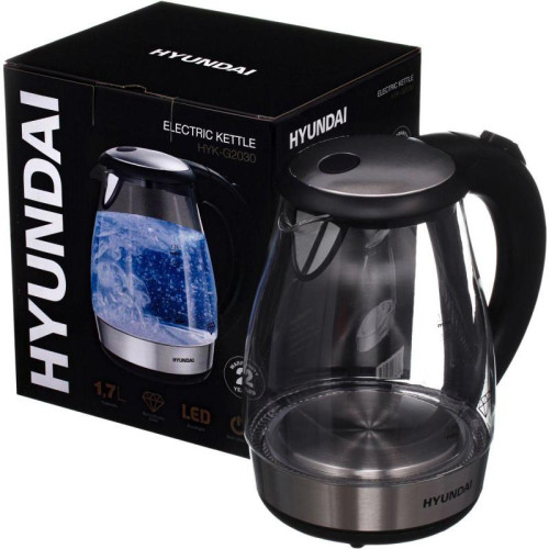 Чайник электрический Hyundai HYK-G2030 1.7л. 2200Вт черный корпус: стекло/пластик