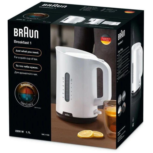 Чайник электрический Braun WK1100WH 1.7л. 2200Вт белый корпус: пластик