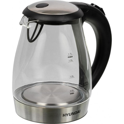 Чайник электрический Hyundai HYK-G2030 1.7л. 2200Вт черный корпус: стекло/пластик