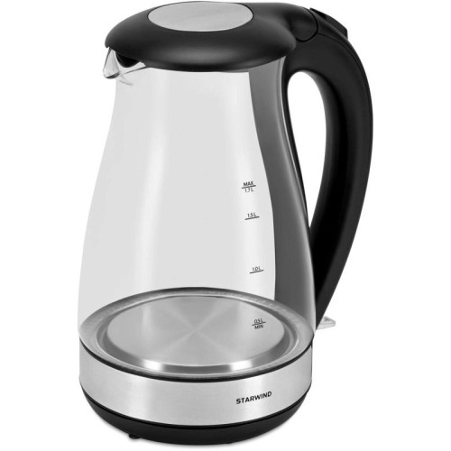 Чайник электрический Starwind SKP3039 1.7л. 2200Вт черный корпус: стекло/пластик
