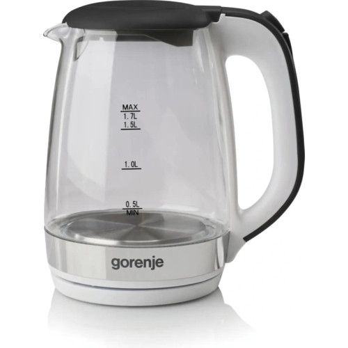 Чайник электрический Gorenje K17GXG 1.7л. 2200Вт белый/серебристый корпус: стекло/металл/пластик