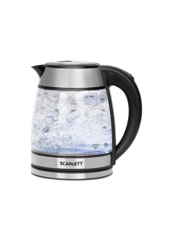 Чайник электрический Scarlett SC-EK27G54 1.7л. 1800Вт серебристый/черный корпус: нерж.сталь/стекло