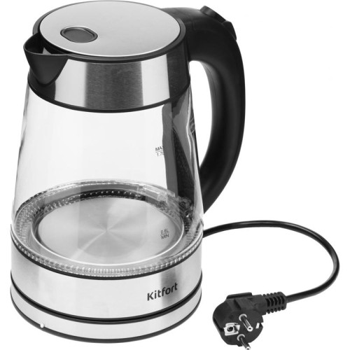 Чайник электрический Kitfort KT-6118 1.7л. 2200Вт прозрачный/серебристый корпус: стекло (КТ-6118)