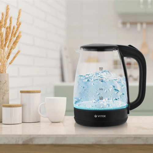 Чайник электрический Vitek VT-7004 1.8л. 1850Вт разноцветный корпус: стекло/пластик