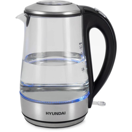 Чайник электрический Hyundai HYK-G8406 1.7л. 2200Вт прозрачный/черный корпус: металл