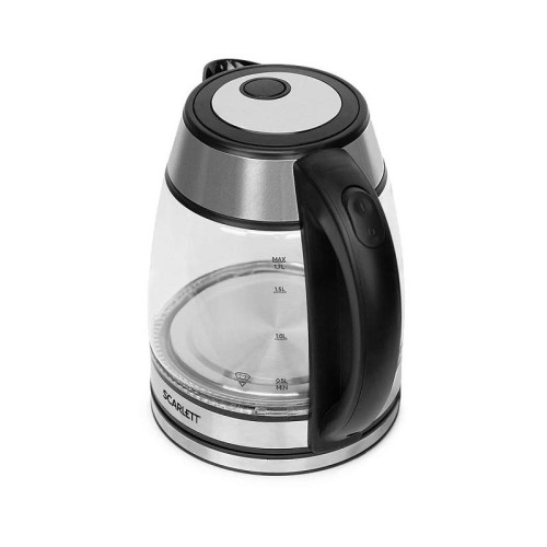 Чайник электрический Scarlett SC-EK27G54 1.7л. 1800Вт серебристый/черный корпус: нерж.сталь/стекло
