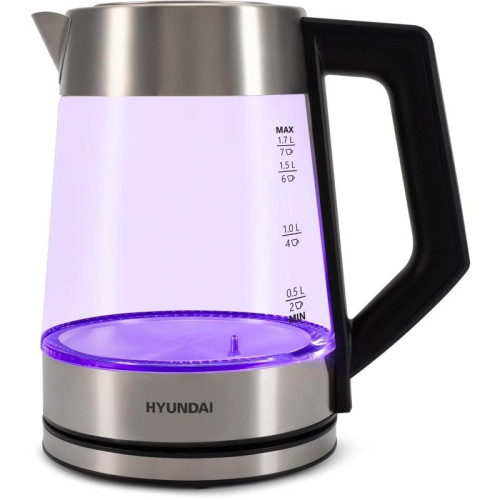Чайник электрический Hyundai HYK-G4402 1.7л. 2200Вт черный/серебристый корпус: стекло
