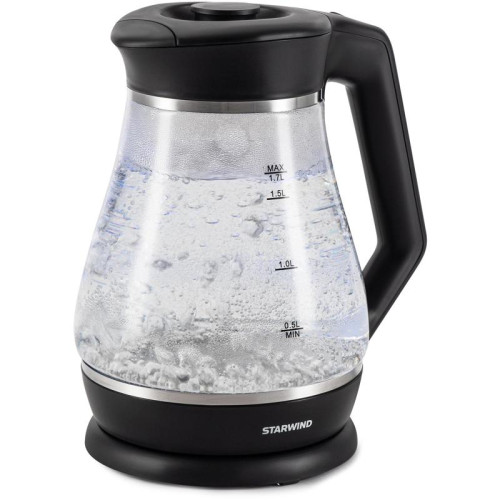 Чайник электрический Starwind SKS2035 1.7л. 2200Вт черный корпус: стекло/пластик