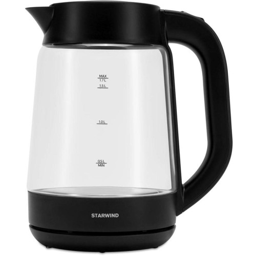 Чайник электрический Starwind SKG4030 1.7л. 2200Вт черный корпус: стекло/пластик