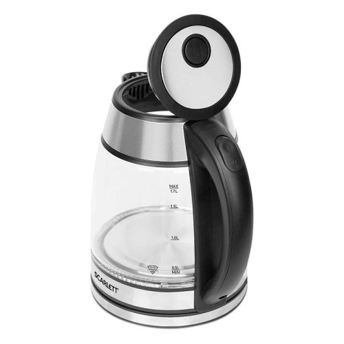 Чайник электрический Scarlett SC-EK27G54 1.7л. 1800Вт серебристый/черный корпус: нерж.сталь/стекло