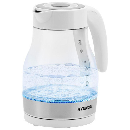 Чайник электрический Hyundai HYK-G3802 1.7л. 2200Вт белый/серебристый корпус: стекло