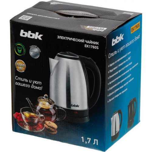 Чайник электрический BBK EK1760S 1.7л. 2200Вт серебристый/черный корпус: металл/пластик Чайник электрический BBK EK1760S 1.7л. 2200Вт серебристый/черный корпус: металл/пластик