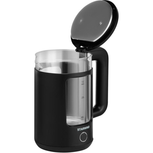 Чайник электрический Starwind SKG1053 1.7л. 1800Вт черный корпус: стекло