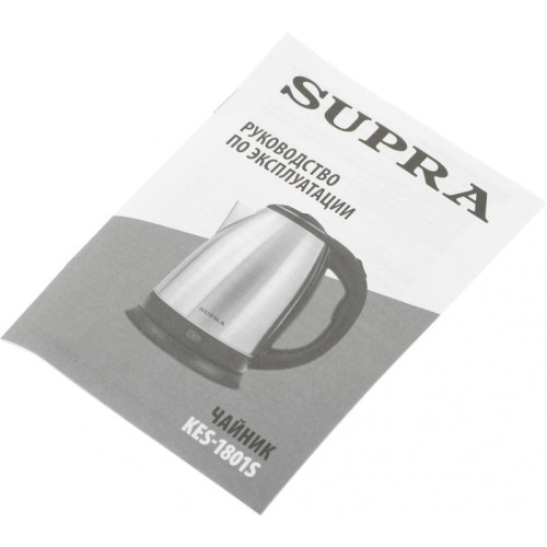 Чайник электрический Supra KES-1801S 1.8л. 1500Вт серебристый/черный корпус: металл/пластик (1553)