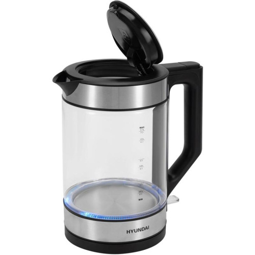 Чайник электрический Hyundai HYK-G3509 1.7л. 2200Вт черный/прозрачный корпус: стекло/пластик