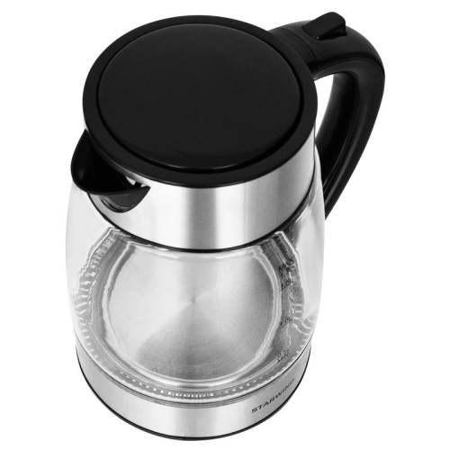 Чайник электрический Starwind SKG3026 1.7л. 2200Вт черный/серебристый корпус: стекло
