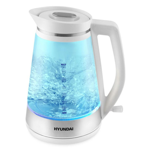Чайник электрический Hyundai HYK-G3037 1.9л. 3000Вт белый/прозрачный корпус: стекло/пластик