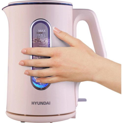 Чайник электрический Hyundai HYK-G8888 1.5л. 1700Вт кремовый/прозрачный корпус: стекло