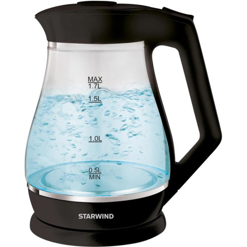 Чайник электрический Starwind SKS2035 1.7л. 2200Вт черный корпус: стекло/пластик