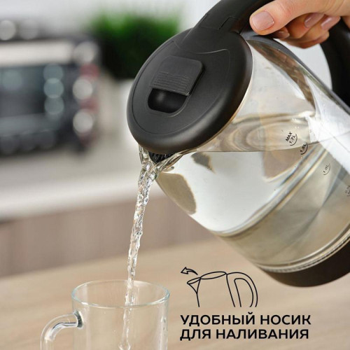 Чайник электрический Scarlett SC-EK27G90 1.7л. 1800Вт черный корпус: стекло