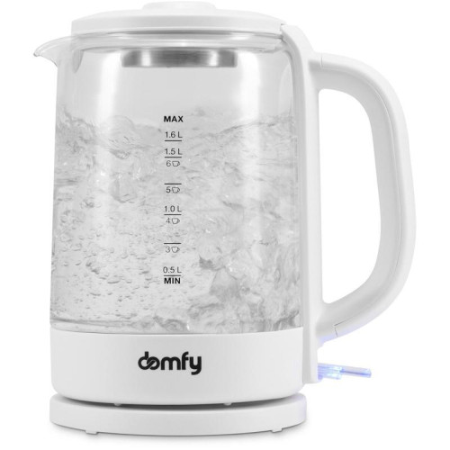 Чайник электрический Domfy DSW-EK304 1.7л. 2200Вт белый корпус: стекло/пластик
