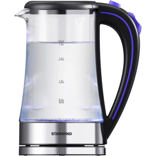 Чайник электрический Starwind SKG4045 1.8л. 1800Вт черный/серебристый корпус: стекло