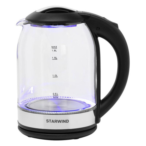 Чайник электрический Starwind SKG2051 1.8л. 1800Вт черный/серебристый корпус: стекло/пластик