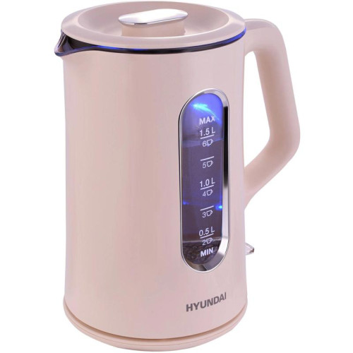 Чайник электрический Hyundai HYK-G8888 1.5л. 1700Вт кремовый/прозрачный корпус: стекло