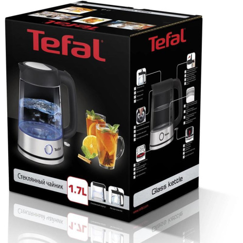 Чайник электрический Tefal Glass Kettle KI750D30 1.7л. 2400Вт серебристый корпус: стекло/металл (8010000020)
